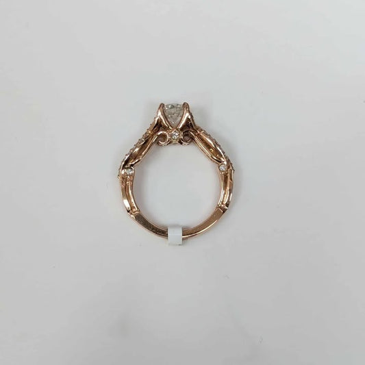 0.97 CT.T.W Diamond Twist Shank Engagement Ring with Side Diamond Accents in 14k Rose Gold