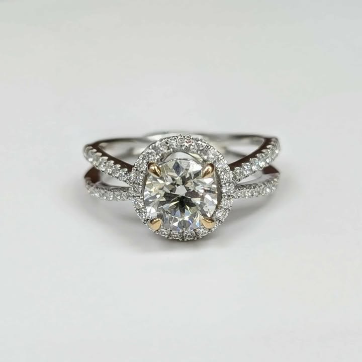 1.79 CT.T.W GIA Certified Round-Cut Diamond Engagement Ring with Frame, Split Shank, Clap Prongs in 18k White Gold