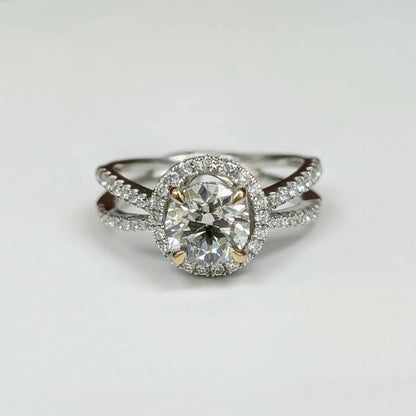 1.79 CT.T.W GIA Certified Round-Cut Diamond Engagement Ring with Frame, Split Shank, Clap Prongs in 18k White Gold