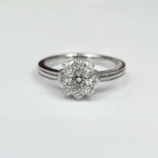 0.64 CT.T.W Flower Burst Diamond Engagement Ring in 18k White Gold
