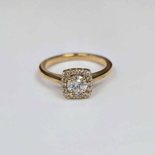 0.60 CT.T.W Cushion Framed Round-cut Diamond Engagement Ring in 14k Gold