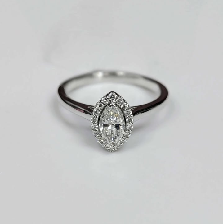 0.68 CT.T.W Framed Marquis-cut Diamond Engagement Ring in 14k White Gold