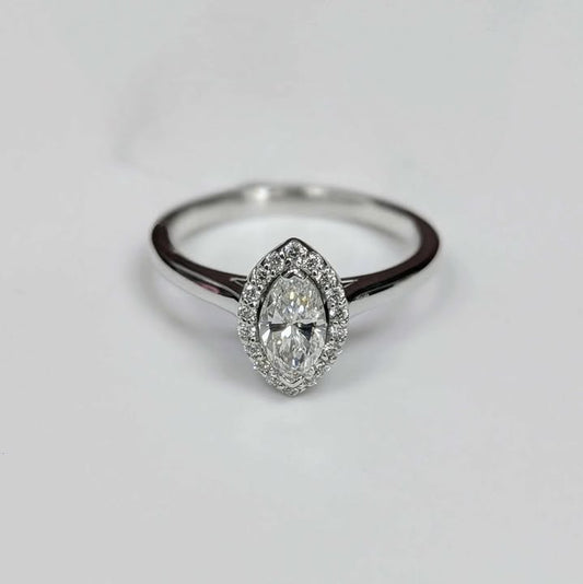 0.68 CT.T.W Framed Marquis-cut Diamond Engagement Ring in 14k White Gold