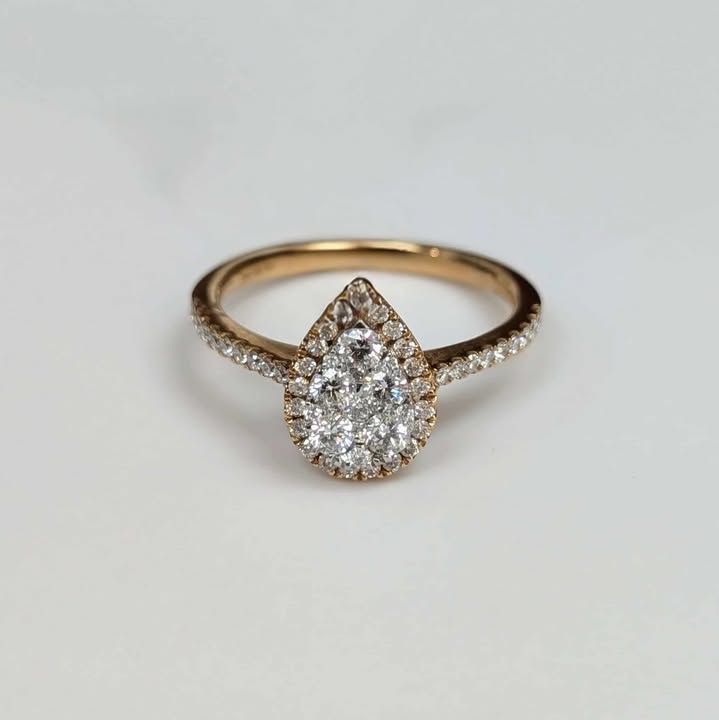 0.59 CT.T.W Framed Pear Cluster Ringin 18k Rose Gold