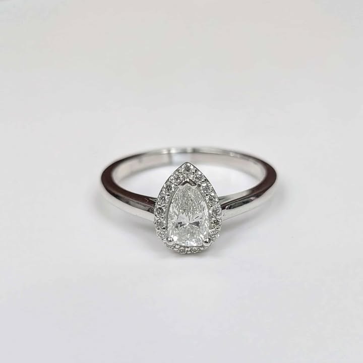 0.76 CT.T.W Framed Pear-cut Diamond Engagement Ring in 14k White Gold