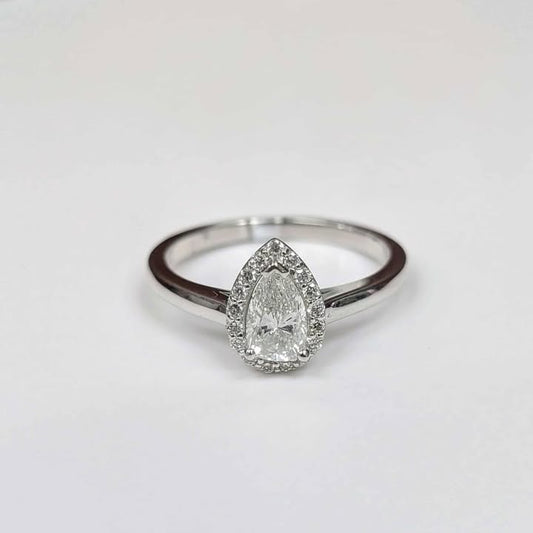 0.76 CT.T.W Framed Pear-cut Diamond Engagement Ring in 14k White Gold