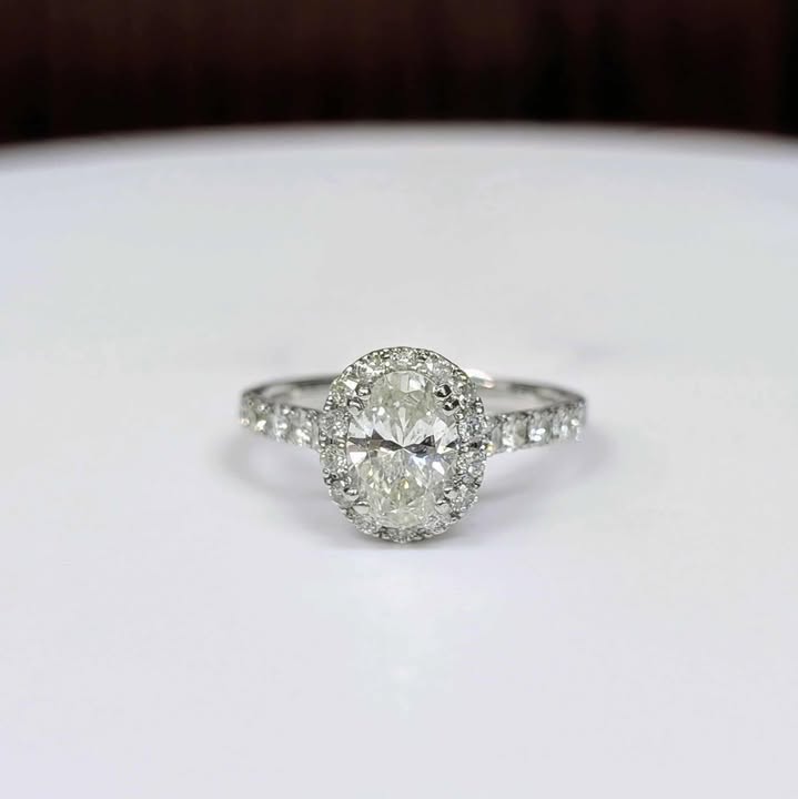 1.83 CT.T.W Framed Oval-Cut Diamond Engagement Ring with Double Prongs in 14k White Gold