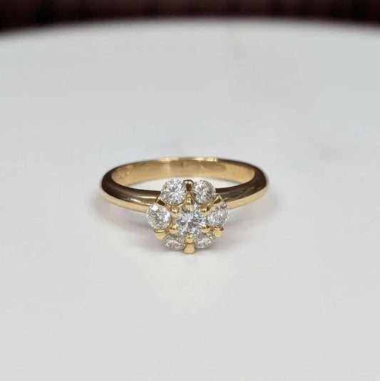 0.79 CT.T.W Flower Cluster Engagement Ring in 14k Gold