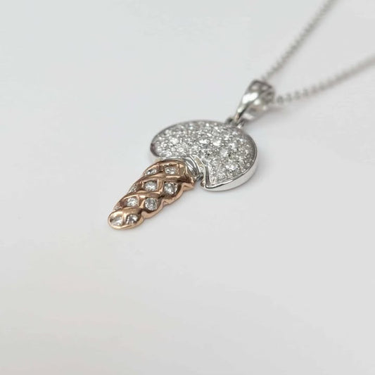 0.50 CT.T.W Ice Cream Cone Necklace in 14k White & Rose Gold