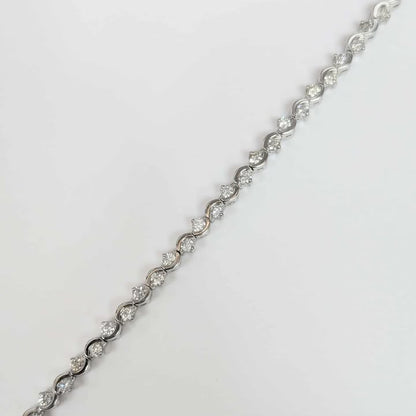 2.00 CT.T.W Diamond Wave-link Tennis Bracelet in 14k White Gold