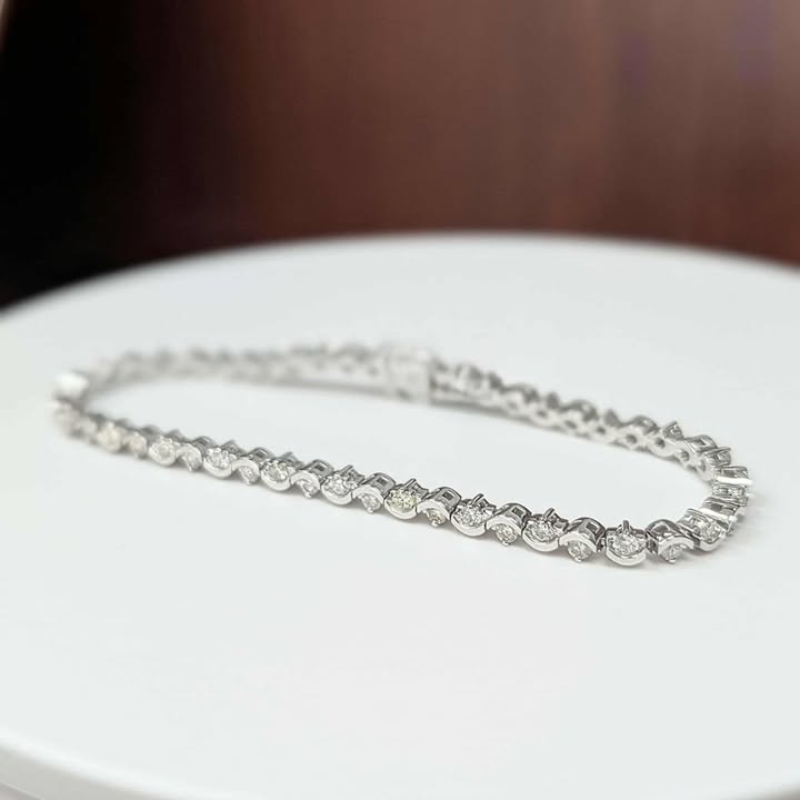 2.00 CT.T.W Diamond Wave-link Tennis Bracelet in 14k White Gold