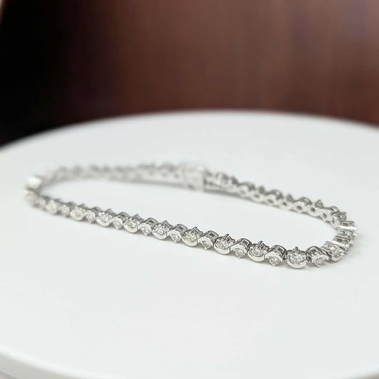 2.00 CT.T.W Diamond Wave-link Tennis Bracelet in 14k White Gold