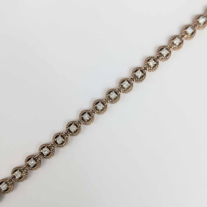 1.00 CT.T.W Diamond Tennis Bracelet with 14k Rose Gold Milgrain Framed Links