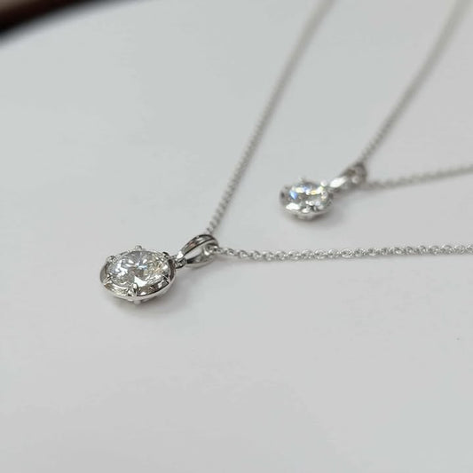 Half Bezel Set Lab Created Diamond Solitaire Necklace in 14k White Gold