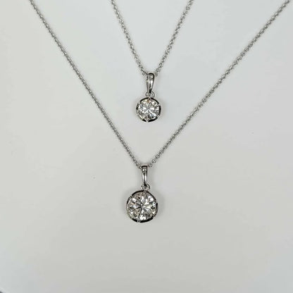 Half Bezel Set Lab Created Diamond Solitaire Necklace in 14k White Gold