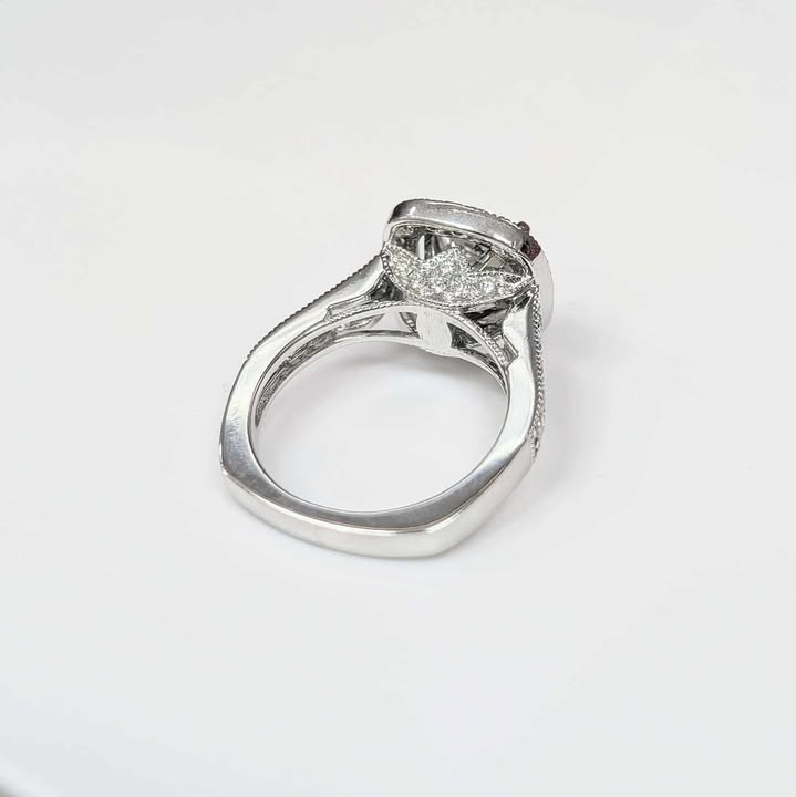 2.09 CT Round-Cut Lab Created Diamond Engagement Ring with 0.50 CT.T.W Natural Earth-mined Diamond Side Accents, Milgrain Details, and Euroshank in Platinum