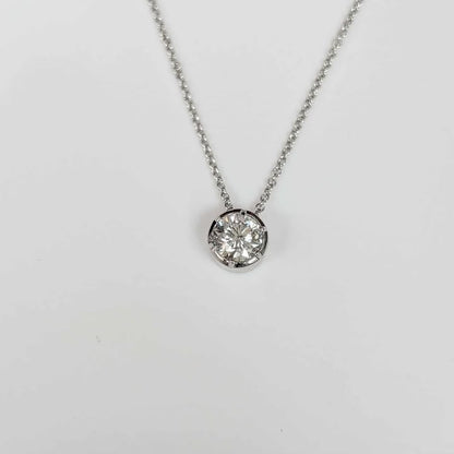 0.75 CT Half Bezel Set Lab Created Diamond Solitaire Necklace in 14k White Gold