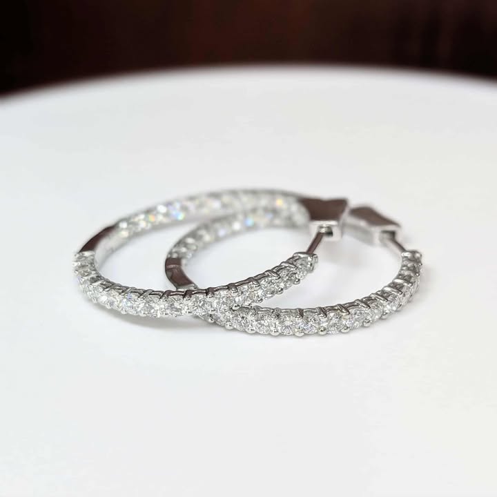 3.00 CT.T.W Lab Created Diamond Inside Out Hoops in 14k White Gold