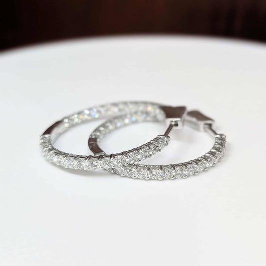 3.00 CT.T.W Lab Created Diamond Inside Out Hoops in 14k White Gold