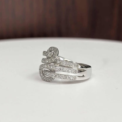 0.60 CT.T.W Multi-row Double Buckle Style Diamond Ring with Milgrain Details in 14k White Gold