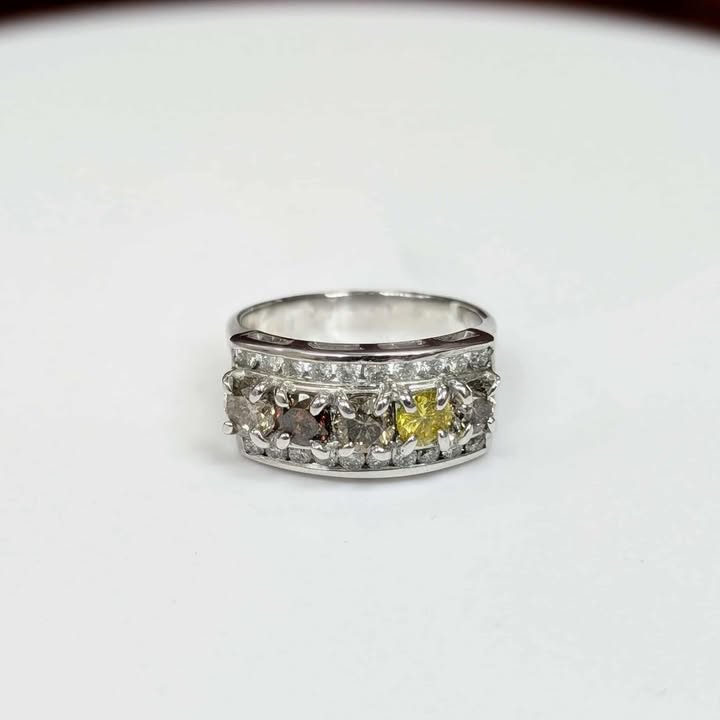 1.95 CT.T.W Multi-Color Diamond Ring in 14k White Gold