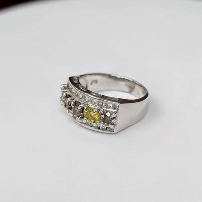 1.95 CT.T.W Multi-Color Diamond Ring in 14k White Gold