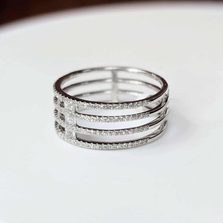 0.40 CT.T.W Four Row Diamond Bar Ring in 14k White Gold