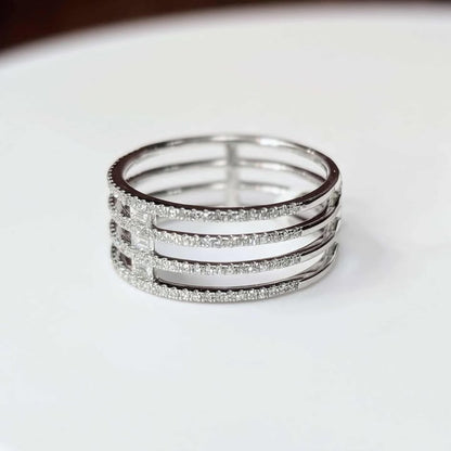 0.40 CT.T.W Four Row Diamond Bar Ring in 14k White Gold