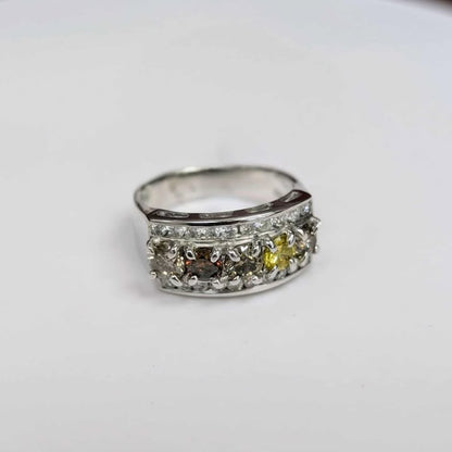 1.95 CT.T.W Multi-Color Diamond Ring in 14k White Gold