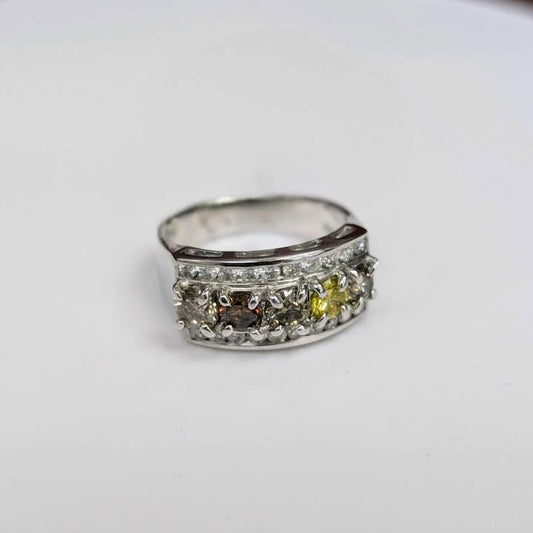 1.95 CT.T.W Multi-Color Diamond Ring in 14k White Gold