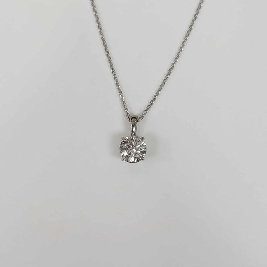 Lab Created Diamond Solitaire Necklace in 14k White Gold