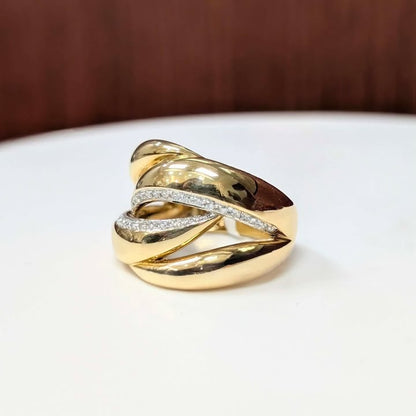 0.25 CT.T.W Diamond Domed Crossover Band in 18k Gold