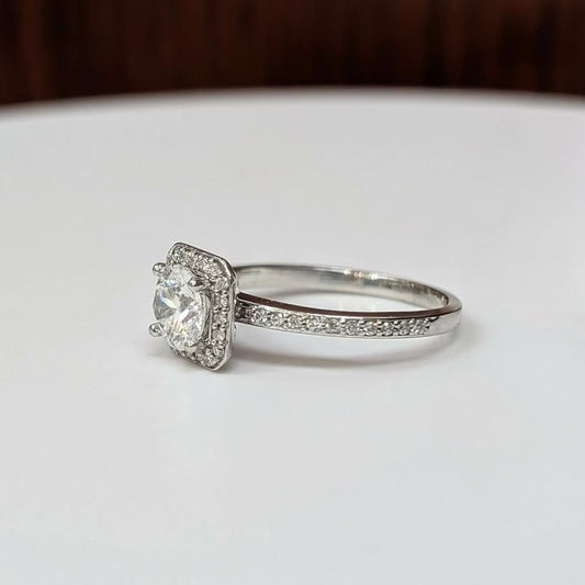 1.20 CT.T.W Round-cut Lab Grown Diamond Engagement Ring with Halo in 14k White Gold