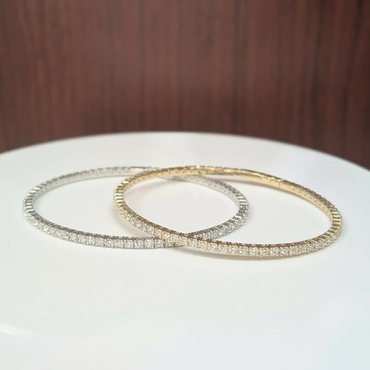 2.00 CT.T.W Lab Ground Diamond Flexible Bangle Tennis Bracelet in 14k Gold