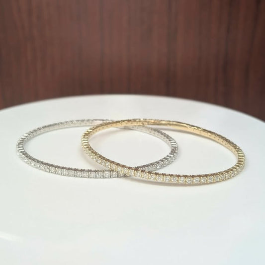 2.00 CT.T.W Lab Ground Diamond Flexible Bangle Tennis Bracelet in 14k Gold