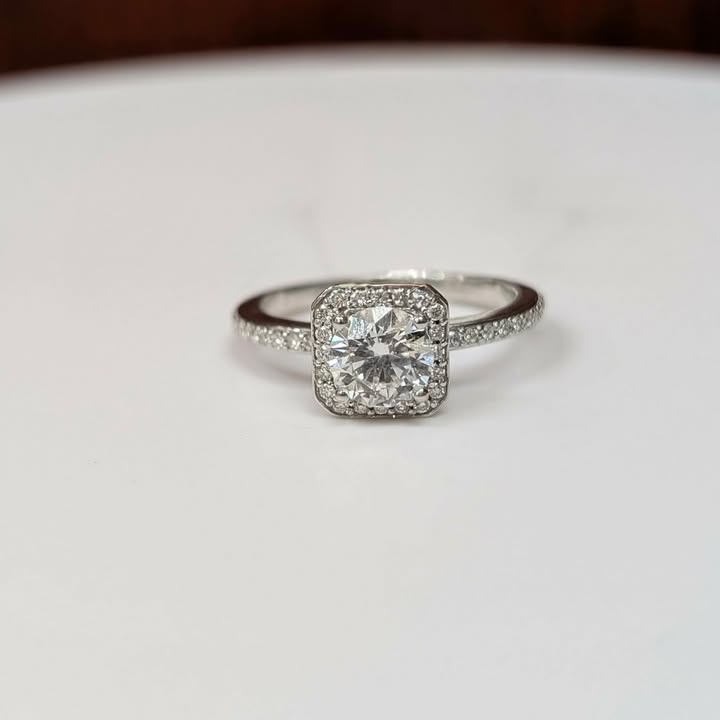 1.20 CT.T.W Round-cut Lab Grown Diamond Engagement Ring with Halo in 14k White Gold