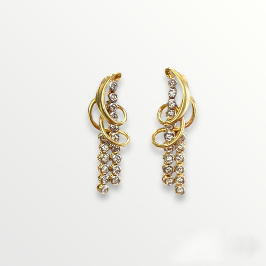 Unique Diamond & Swirl Gold Dangle Earrings