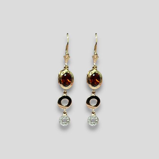 Gradual Garnet, Diamond, and Gold Dangle Earrings