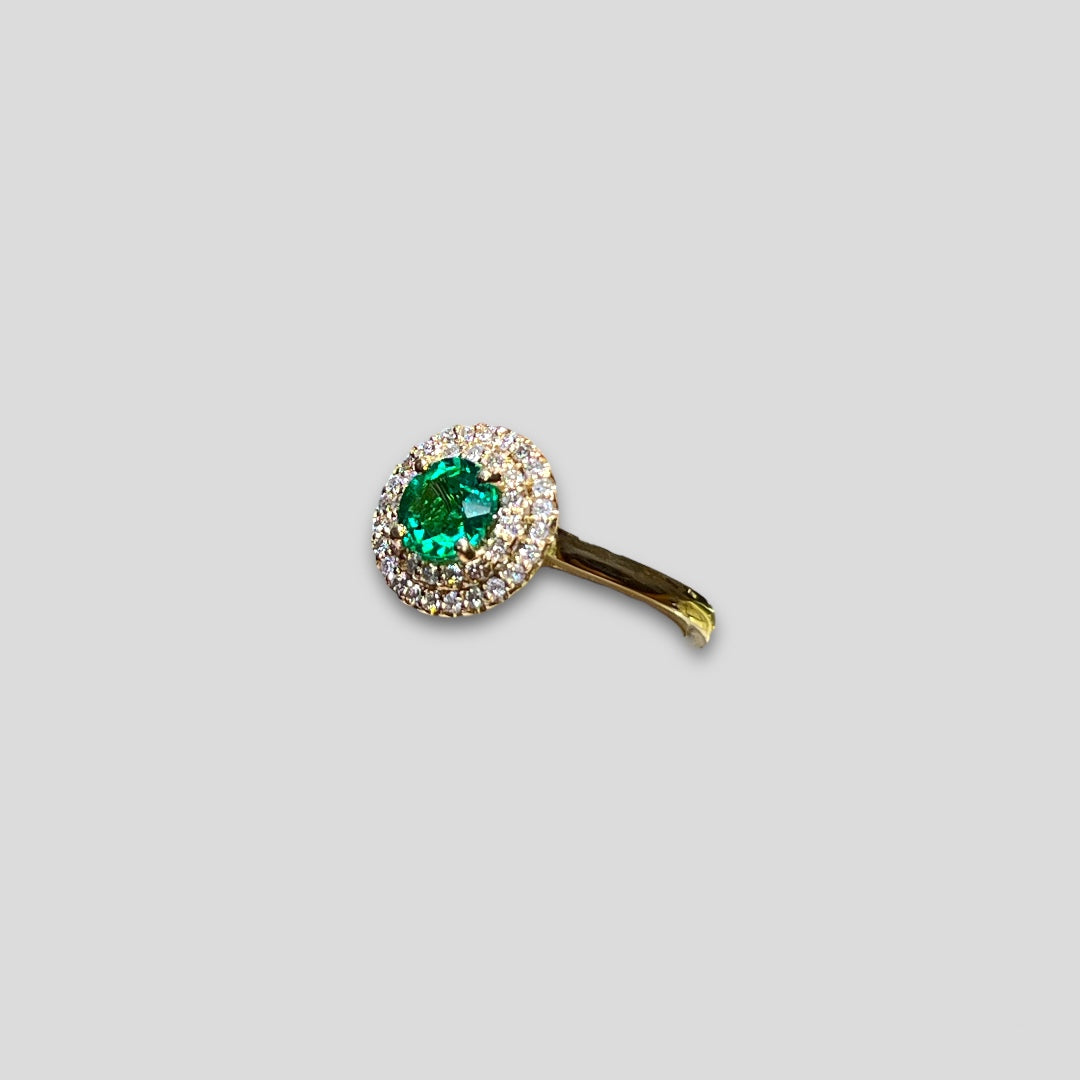 Round Emerald Double Halo Ring