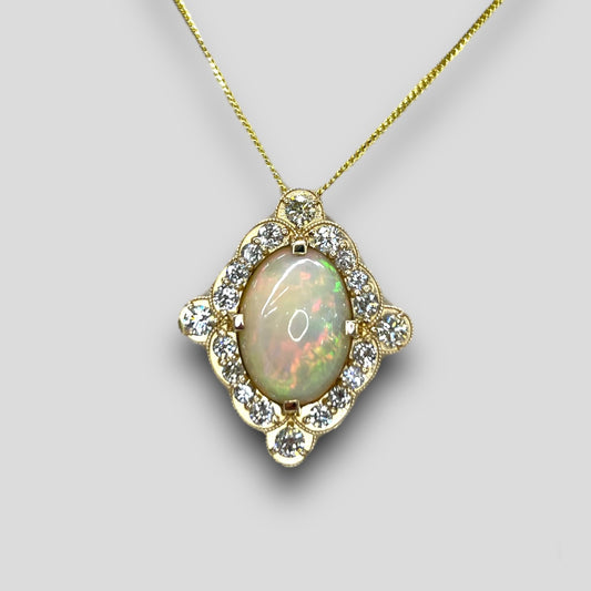 Ethiopian Opal and Diamond Pendant