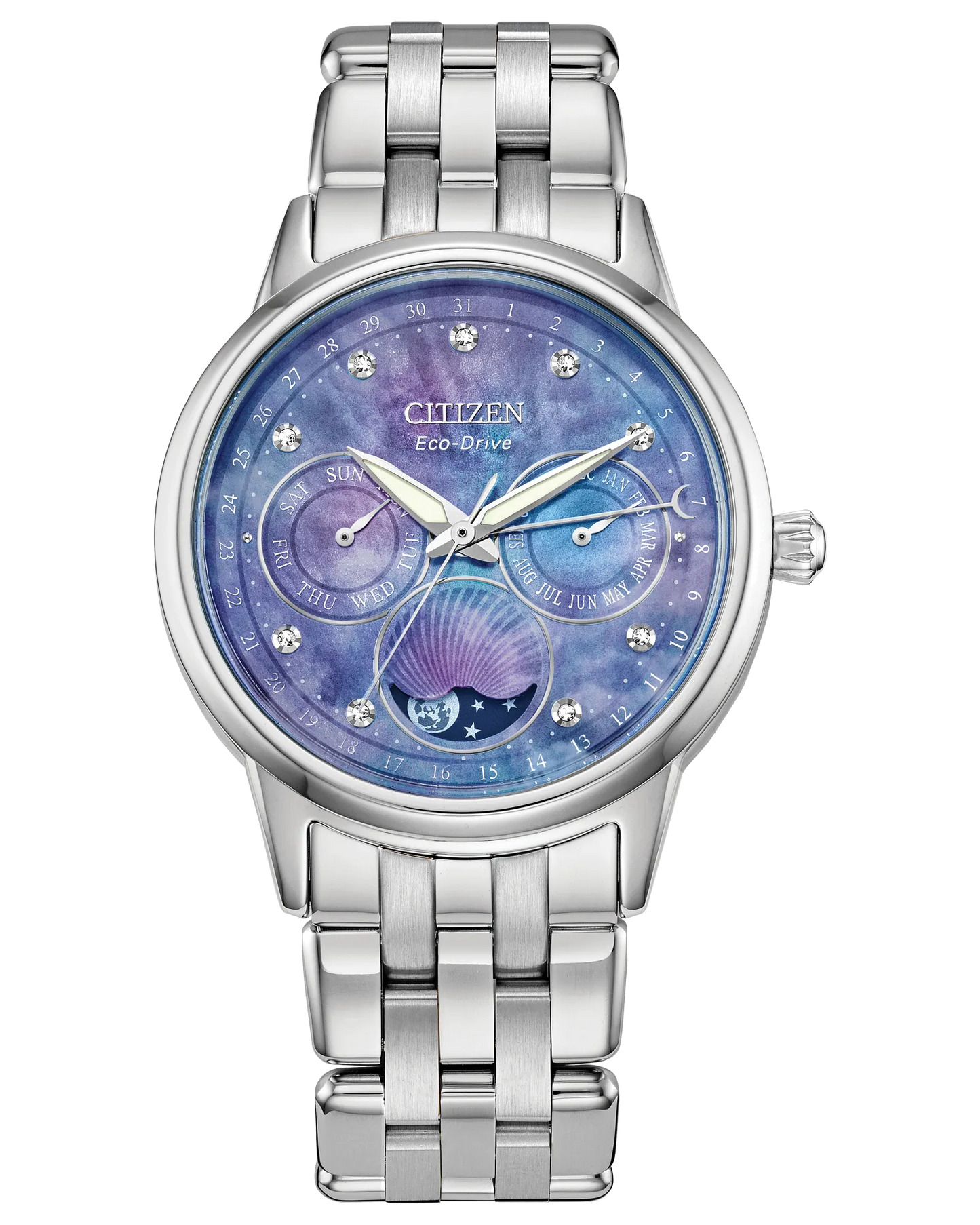 CITIZEN Eco-Drive Calendrier Blue Mother-of-Pearl & Diamond Ladies Watch