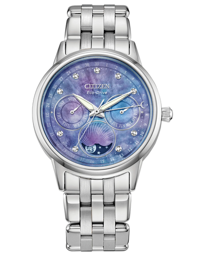 CITIZEN Eco-Drive Calendrier Blue Mother-of-Pearl & Diamond Ladies Watch