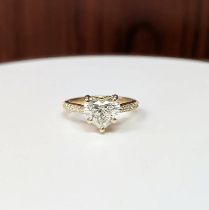 2.52 Heart-cut Lab Grown Diamond Engagement Ring in 14k Gold