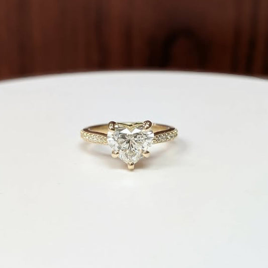 2.52 Heart-cut Lab Grown Diamond Engagement Ring in 14k Gold