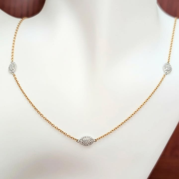 Cluster Diamond Station Necklace in 18k Two Tone Gold
