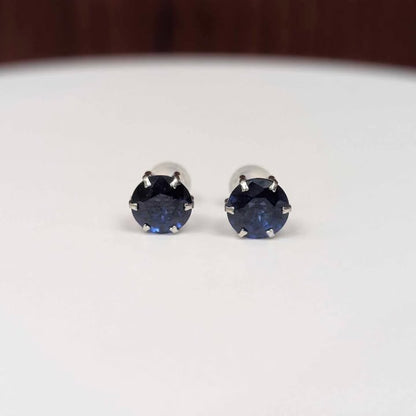 Blue Sapphire Solitaire Studs in Platinum