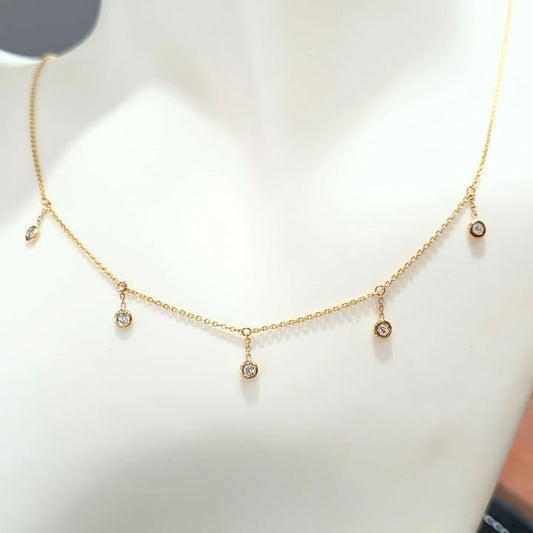 Dangle Station Diamond Necklace in 14k Gold - Q&T Jewelry
