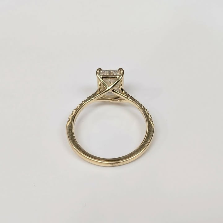 2.03 CT Radiant-cut Lab Grown Diamond Engagement Ring on Natural Diamond Band in 14k Gold