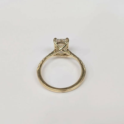 2.03 CT Radiant-cut Lab Grown Diamond Engagement Ring on Natural Diamond Band in 14k Gold