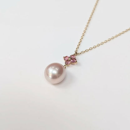 Pink Tourmaline & Pearl Drop Necklace